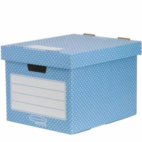   Tároló doboz, karton, 33,3x28,5x39 cm FELLOWES, "Style", kék-fehér