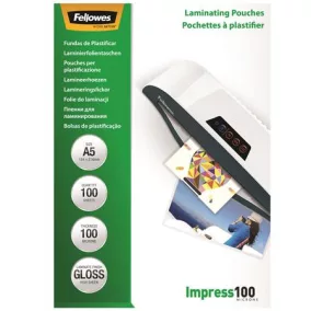   Meleglamináló fólia, 100 mikron, A5, fényes, 100 db, FELLOWES