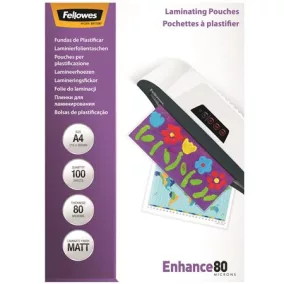   Meleglamináló fólia, 80 mikron, A4, matt, 100 db, FELLOWES