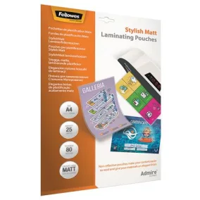   Meleglamináló fólia, 80 mikron, A4, matt, 25 db, FELLOWES "Admire Stylish"