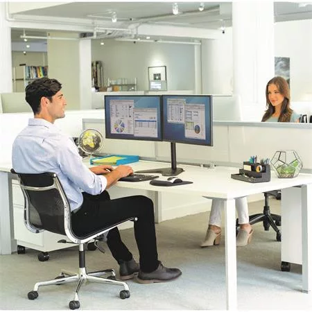 Monitortartó kar, FELLOWES, "Seasa™ Dual Horizontal", fekete
