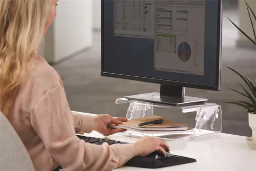 Monitorállvány, állítható, FELLOWES "Clarity™, átlátszó