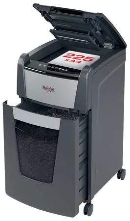 Iratmegsemmisítő, mikrokonfetti, 225 lap, REXEL, "Optimum AutoFeed+ 225M"