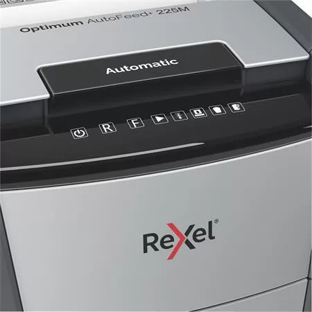 Iratmegsemmisítő, mikrokonfetti, 225 lap, REXEL, "Optimum AutoFeed+ 225M"