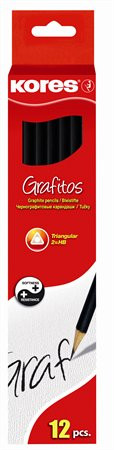 Grafitceruza radírral, HB, háromszögletű, KORES