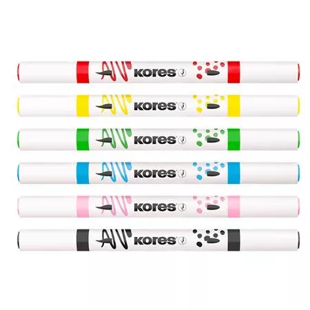 Dekormarker készlet, akril, 1-2 mm, kétvégű, KORES " K-Kreative", 6 különböző szín