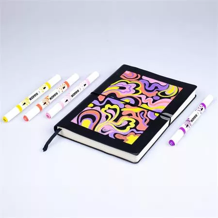 Dekormarker készlet, akril, 1-2 mm, kétvégű, KORES " K-Kreative", 12 különböző szín