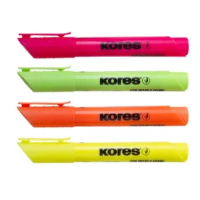   Szövegkiemelő készlet, 0,5-5 mm, KORES "High Liner Plus", 4 különböző szín