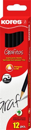 Grafitceruza, HB, háromszögletű, KORES