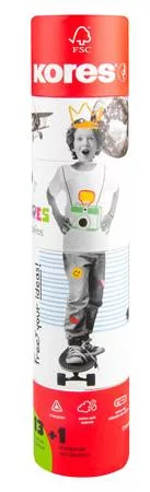 Színes ceruza készlet, háromszögletű, 1 grafittal, 1 hegyezővel, KORES "KOLORES Twist & Turn", 12 különböző szín