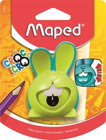 Hegyező, egylyukú, tartályos, MAPED "Croc Croc Innovation", nyuszi, vegyes színek