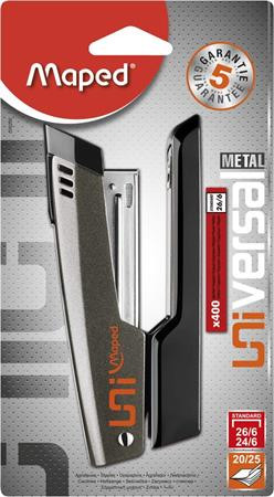 Tűzőgép, 24/6, 26/6, 20 lap, MAPED "Universal Metal Half-Strip", vegyes színek