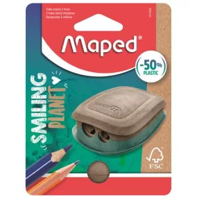   Hegyező, kétlyukú, tartályos, műanyag,  MAPED "Smiling Planet"