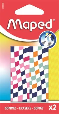 Radír, kockamintás, MAPED „Checkerboards”, vegyes minták, 2 db