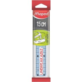   Vonalzó, műanyag, törhetetlen, 15 cm, MAPED "Study Unbreakable", vegyes színek