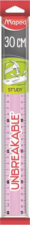 Vonalzó, műanyag, törhetetlen, 30 cm, MAPED "Study Unbreakable", vegyes színek