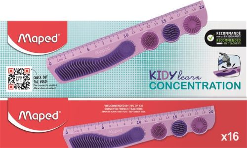 Vonalzó, műanyag, 20 cm, MAPED "Kidy Learn Concentration", lila