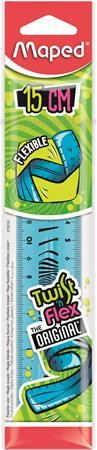 Vonalzó, műanyag, törhetetlen, 15 cm, MAPED "Twist'n Flex"
