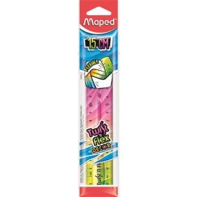  Vonalzó, műanyag, 15 cm, MAPED "Twist'n Flex Decor"