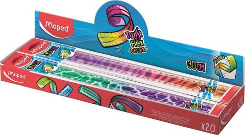 Vonalzó, műanyag, törhetetlen, 30 cm, MAPED "Twist'n Flex Decor Animals", vegyes színek