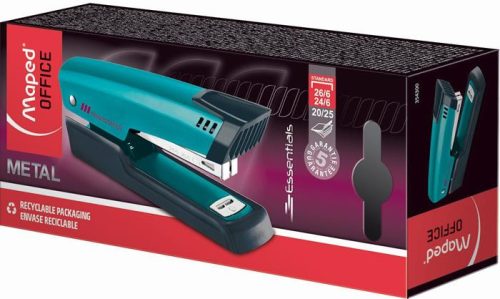 Tűzőgép, 24/6, 26/6, 20 lap, MAPED "Essentials Half-Strip", türkiz