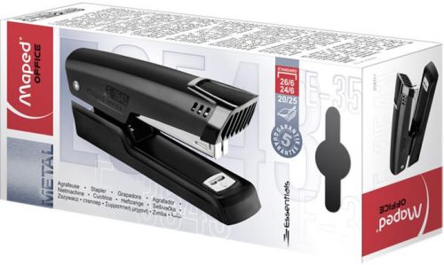 Tűzőgép, 24/6, 26/6, 20 lap, MAPED "Essentials Half-Strip", fekete