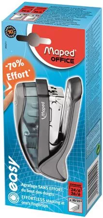 Tűzőgép, 24/6, 26/6, 20 lap, könnyített tűzés, dobozos, MAPED "Easy Half-Strip"