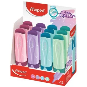   Szövegkiemelő display, 1-5 mm, MAPED "Glitter Fluo Peps", vegyes pasztell színek