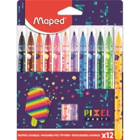   Filctoll készlet, 2,8 mm, kimosható, MAPED "Pixel Party", 12 különböző szín