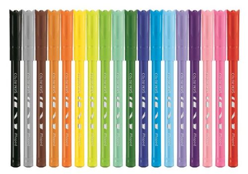 Filctoll készlet, 2 mm, kimosható, MAPED "Color'Peps Ocean", 18 különböző szín