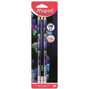   Grafitceruza radírral, HB, háromszögletű, MAPED "Deepsea Paradise", 6 darab