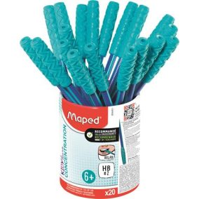   Írástanuló grafitceruza, ceruzatartó, HB, háromszögletű, szilikon vég, MAPED "Kidy Learn Concentration"