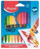 Zsírkréta, kitekerhető, MAPED "Color'Peps", 12 különböző szín