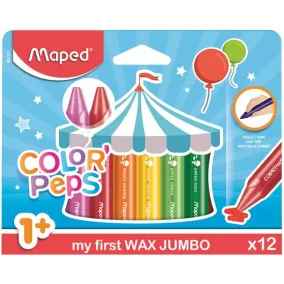   Zsírkréta, vastag, MAPED "Color'Peps MAXI Wax", 12 különböző szín