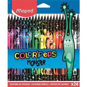   Színes ceruza készlet, háromszögletű, MAPED "Color'Peps Monster" 24 különböző szín