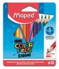 Színes ceruza készlet, háromszögletű, MAPED "Mini Color'Peps Strong", 12 különböző szín