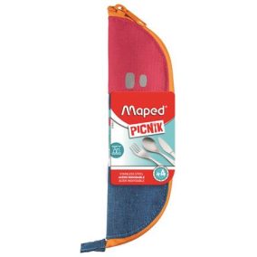   Evőeszközkészlet, fém, szövet tok, MAPED PICNIK "Concept Kids", pink