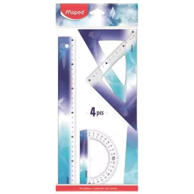   Vonalzókészlet, műanyag, törhetetlen, 4 darabos, MAPED „Arctic jégvilág”