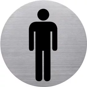   Információs tábla, rozsdamentes acél, HELIT, férfi mosdó