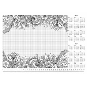   Könyökalátét, A3, 410x297 mm, színezhető, 2026/27, PANTA PLAST, "virágos"