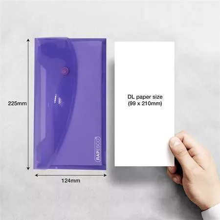 Irattartó tasak, DL, patentos, RAPESCO "Eco", áttetsző vegyes színek