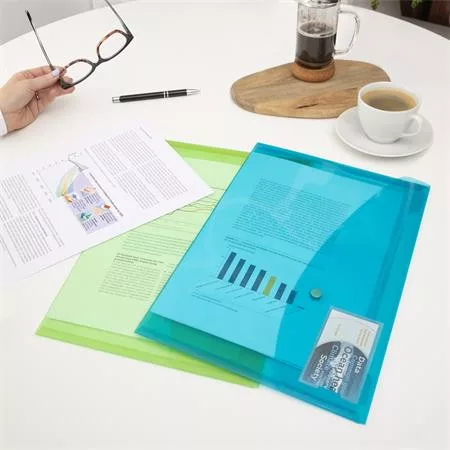 Irattartó tasak, A4+, patentos, RAPESCO "Eco", áttetsző vegyes színek