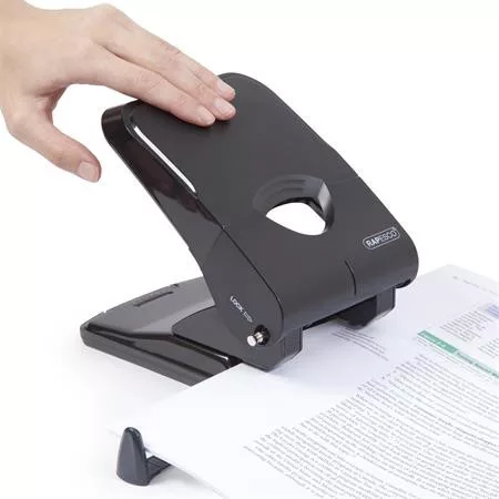 Lyukasztó, kétlyukú, 50 lap, könnyített lyukasztás, RAPESCO "X5", fekete