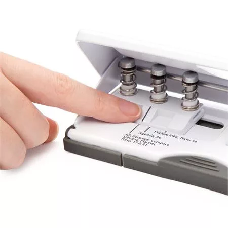 Lyukasztó, hatlyukú, 10 lap, fém, RAPESCO " New Diary 66",  fehér