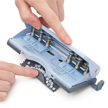 Lyukasztó, hatlyukú, 10 lap, fém, RAPESCO " New Diary 66",  púder kék