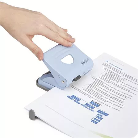 Lyukasztó, kétlyukú, 25 lap, fém, RAPESCO "825", világos rózsaszín