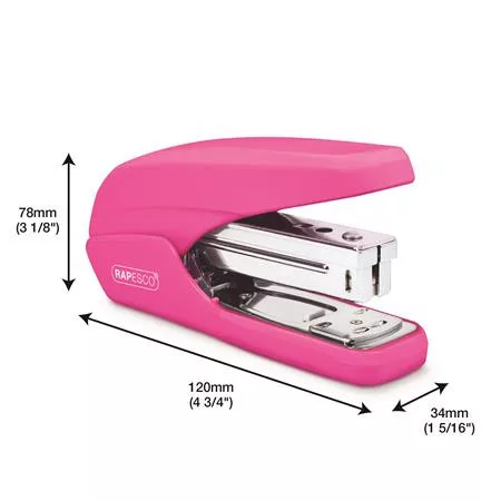 Tűzőgép, 24/6, 26/6, 25 lap, könnyített tűzés, RAPESCO "X5 Less Effort", pink
