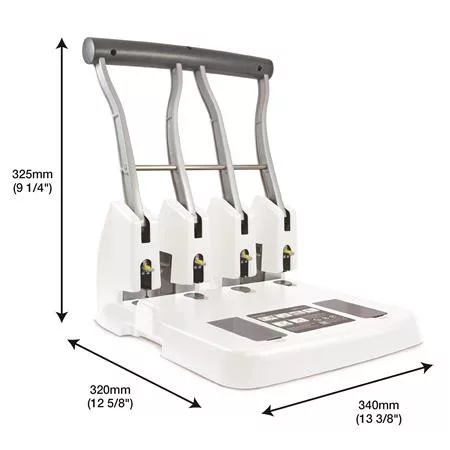 Lyukasztó, nagyteljesítményű, négylyukú, 150 lap, könnyített lyukasztás, RAPESCO "ECO P4400", fehér