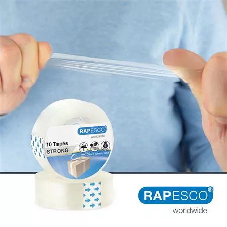 Ragasztószalag, 19 mm x 33 m, RAPESCO, 10 db,  áttetsző