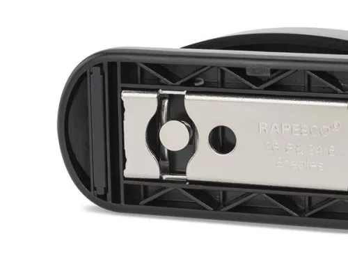 Tűzőgép, 24/6, 26/6, 20 lap, RAPESCO "Eco GRS Recycled Half-Strip", fekete